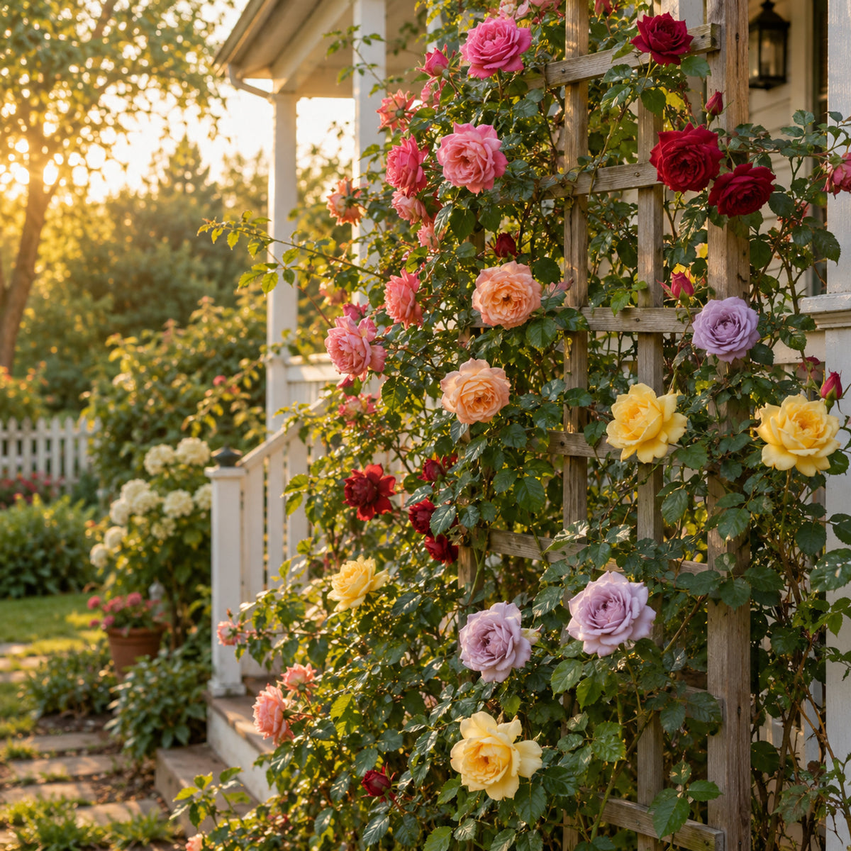 Climbing Rose Seeds growing in a home garden