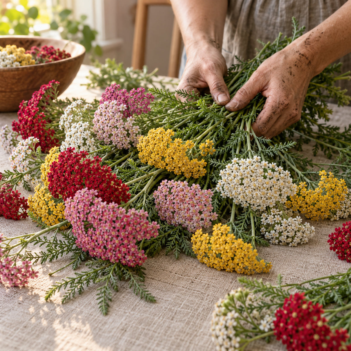 Colorado Blend Yarrow Seeds harvest up close