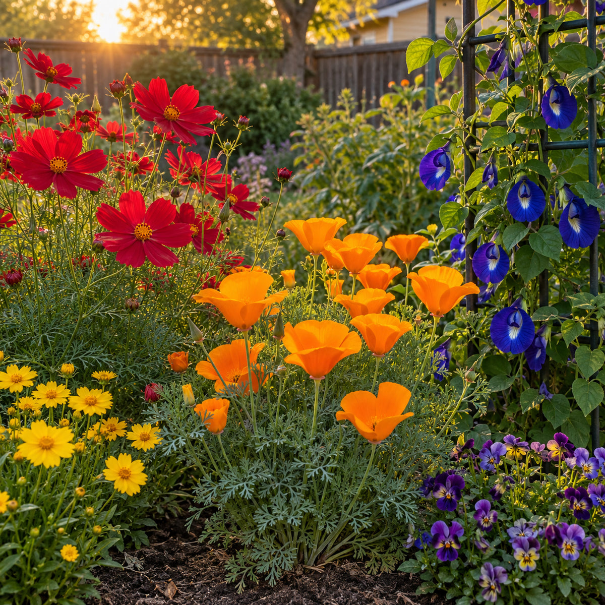 Colorful Flower Seed Bundle growing in a home garden
