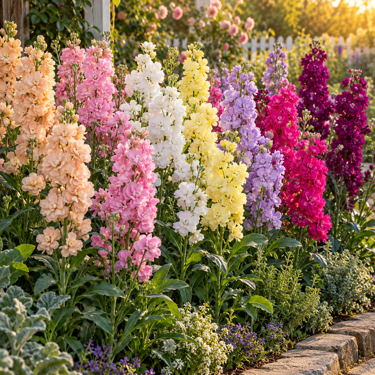 Column Blend Stock Seeds growing in a home garden