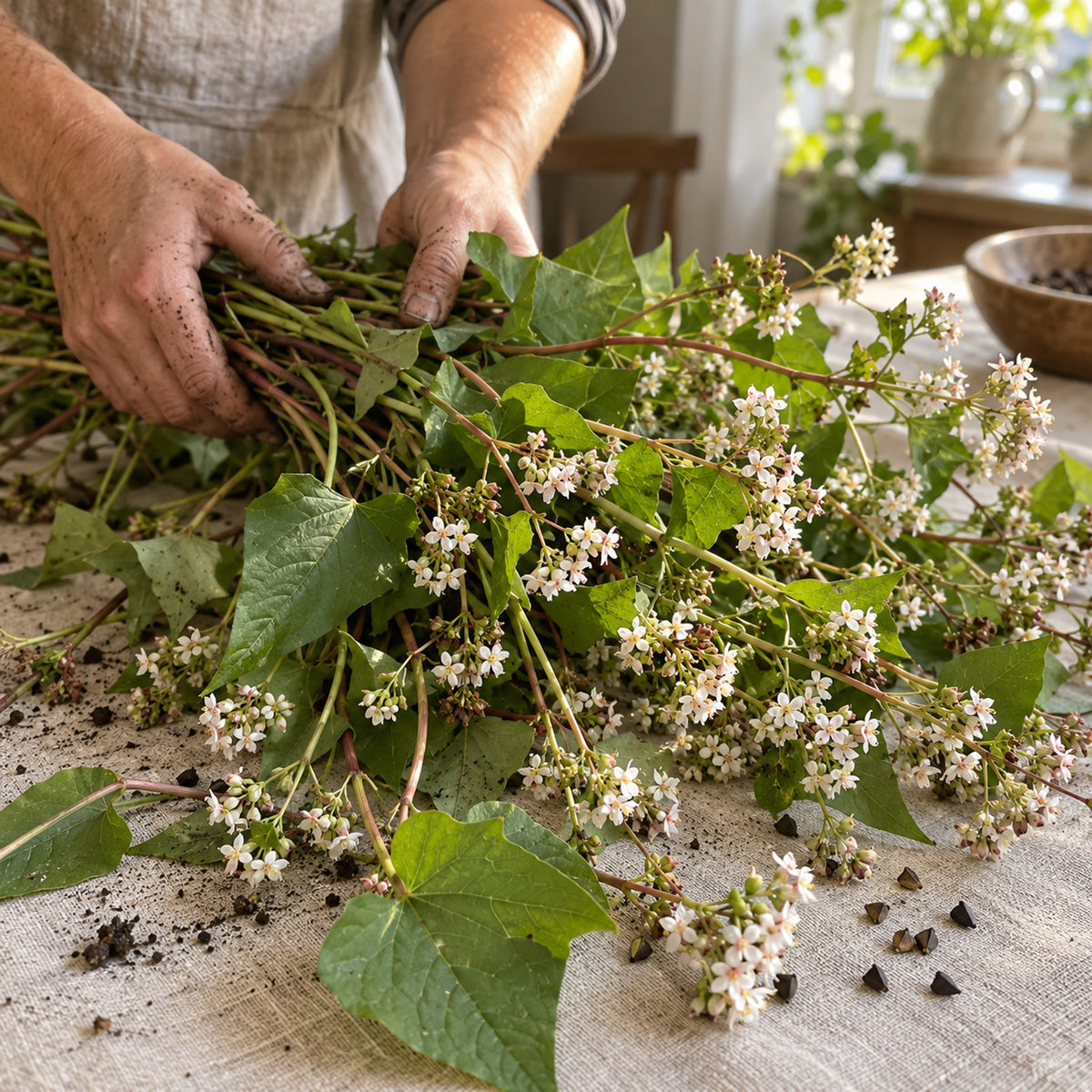 Common Buckwheat Cover Crop Seeds harvest up close