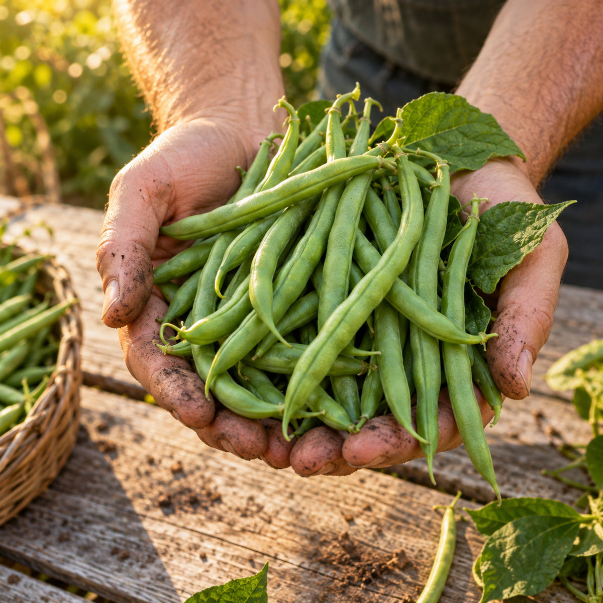 Contender Bush Bean Seeds harvest up close