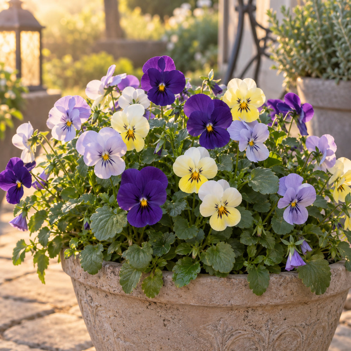 Cool Summer Breeze Viola Seeds growing in a home garden