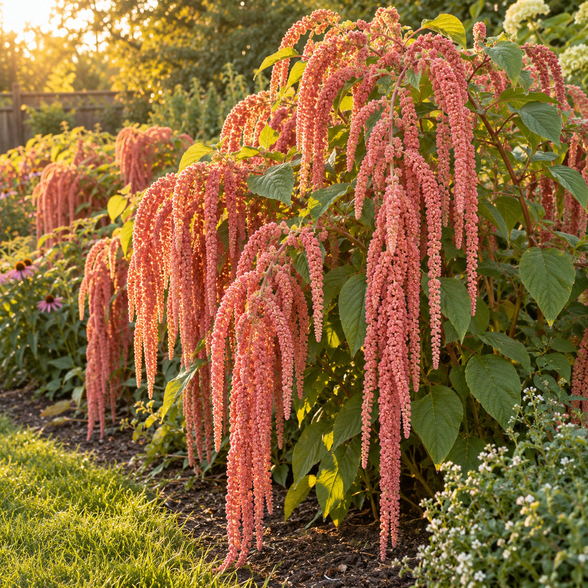 Coral Fountain Love-Lies-Bleeding Amaranth Seeds growing in a home garden