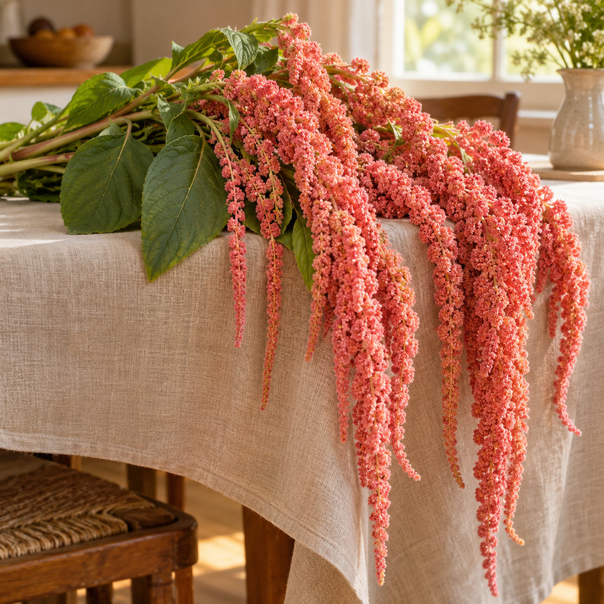 Coral Fountain Love-Lies-Bleeding Amaranth Seeds harvest up close