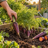 Cosmic Purple Carrot Seeds growing in a home garden