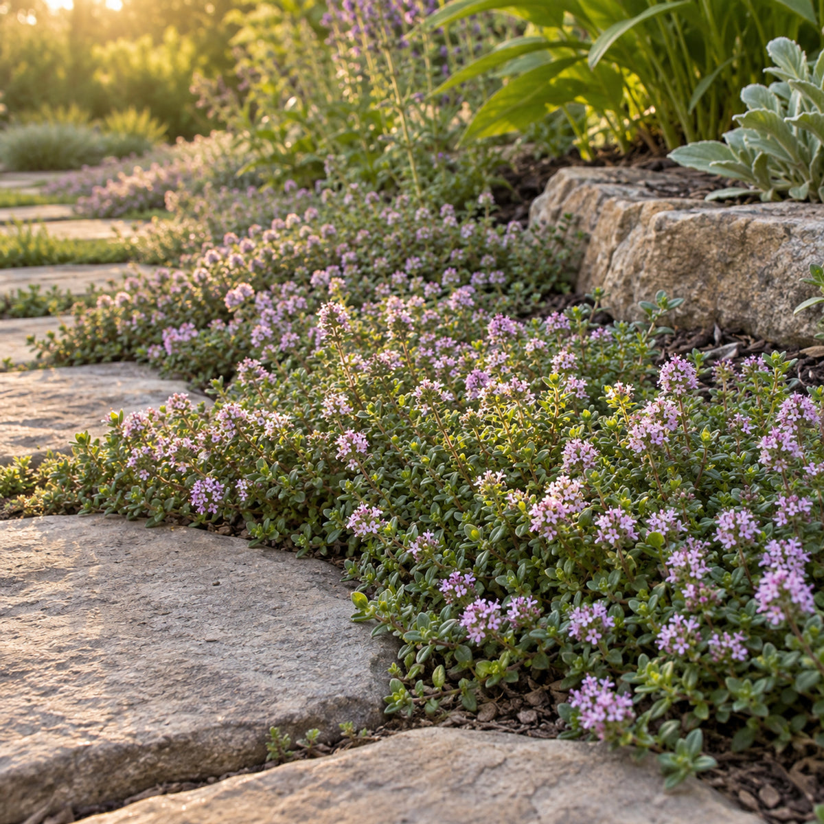 Creeping Thyme Seeds growing in a home garden