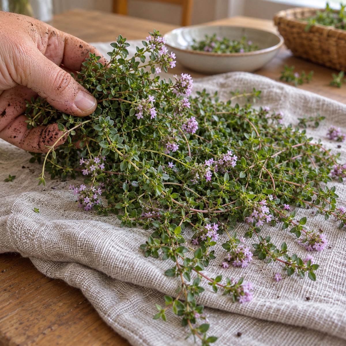 Creeping Thyme Seeds harvest up close