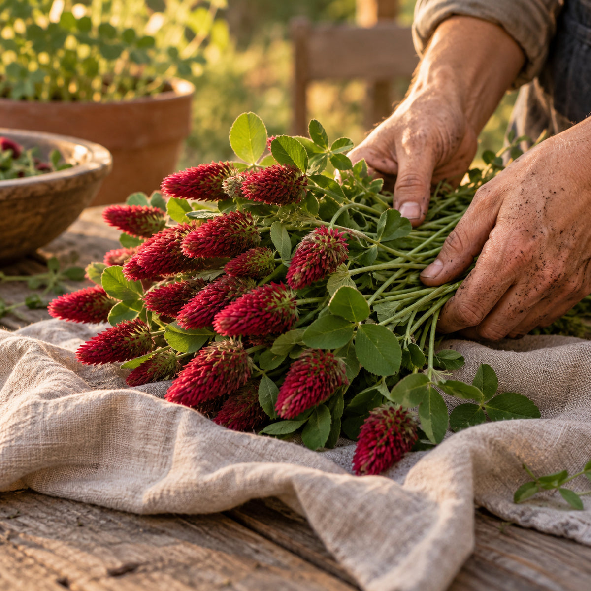 Crimson Clover Cover Crop Seeds harvest up close