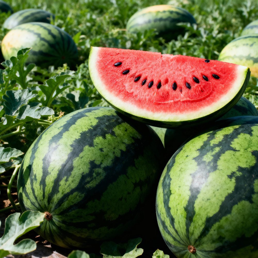 Crimson Sweet Watermelon growing in a garden
