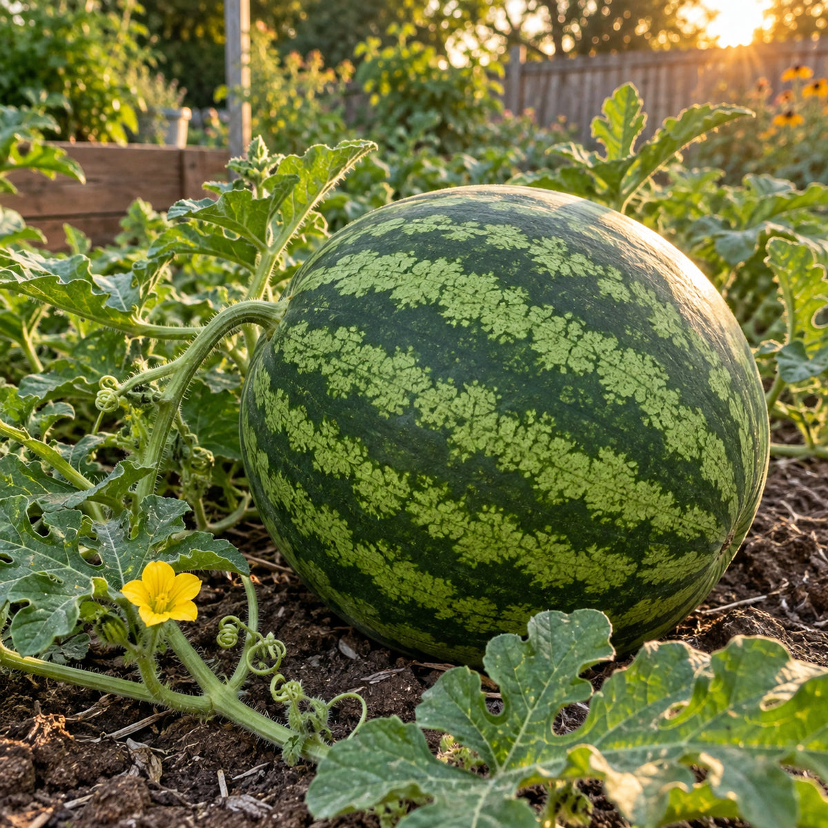 Crimson Sweet Watermelon Seeds growing in a home garden
