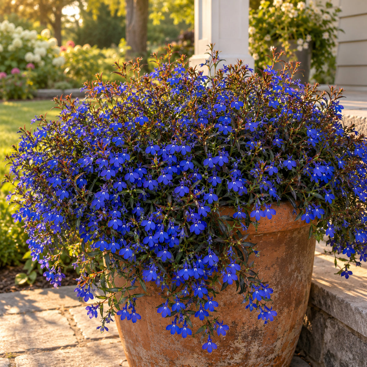 Crystal Palace Lobelia Seeds growing in a home garden