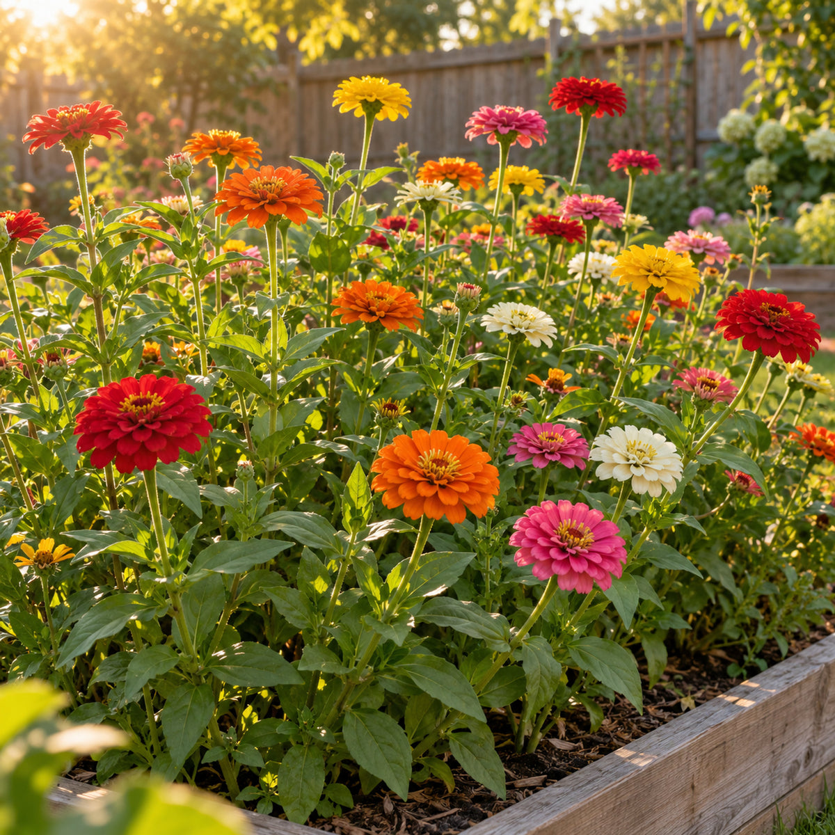 Cut And Come Again Zinnia Flower Seeds growing in a home garden