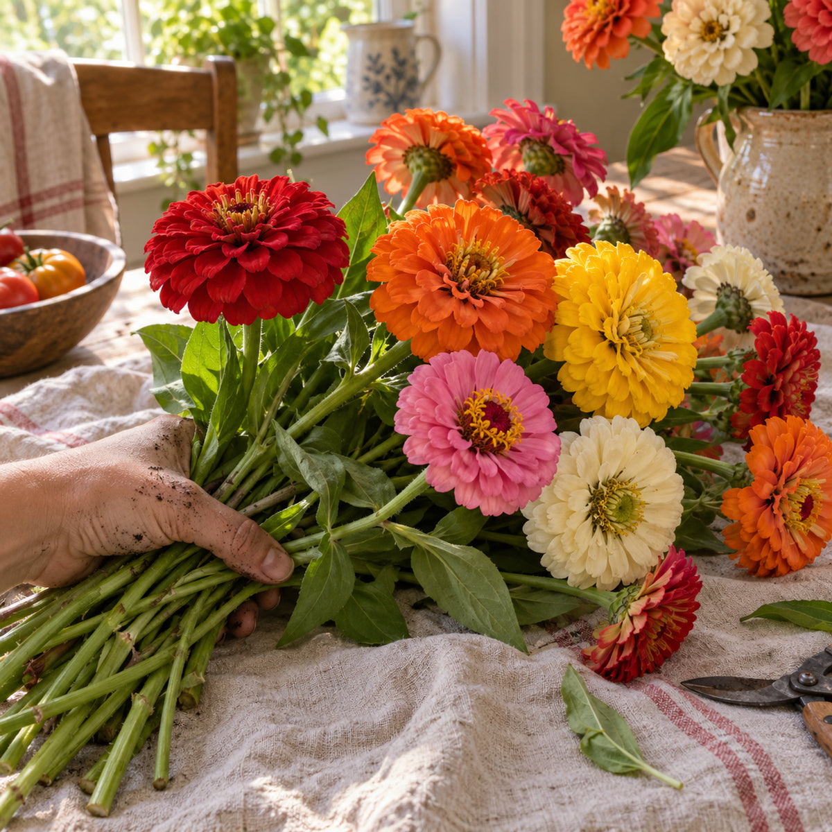 Cut And Come Again Zinnia Flower Seeds harvest up close
