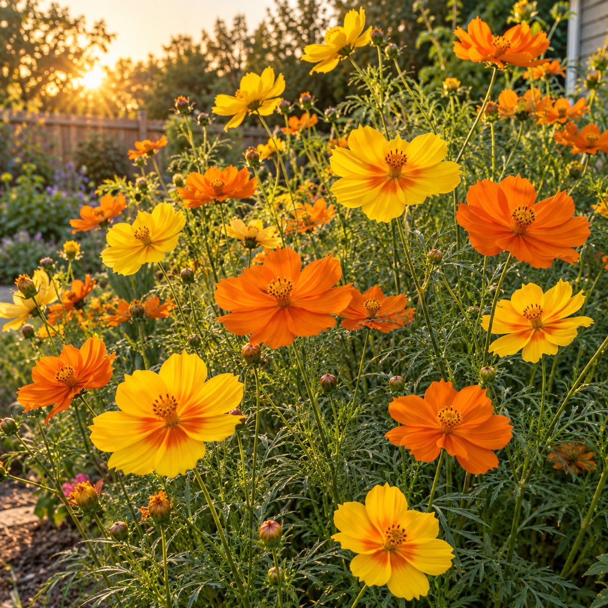 Diablo Cosmos Seeds growing in a home garden