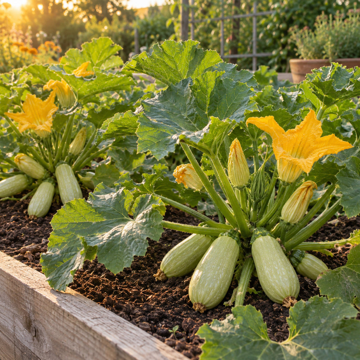 Dirani Summer Squash Seeds growing in a home garden