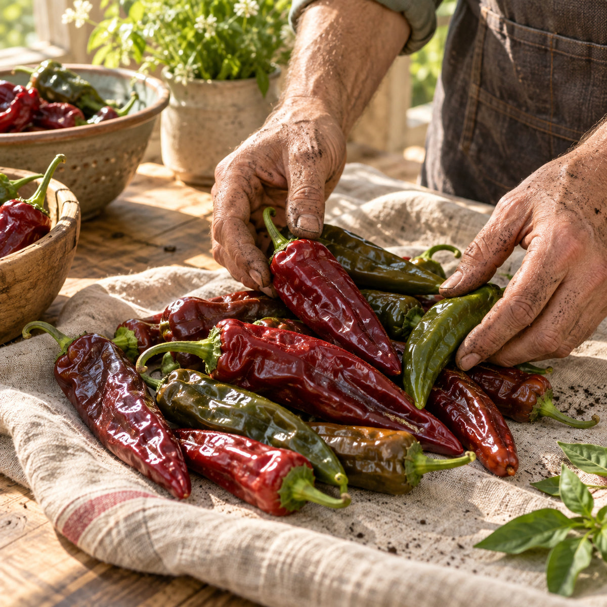 Durango Mirasol Chile Pepper Seeds harvest up close