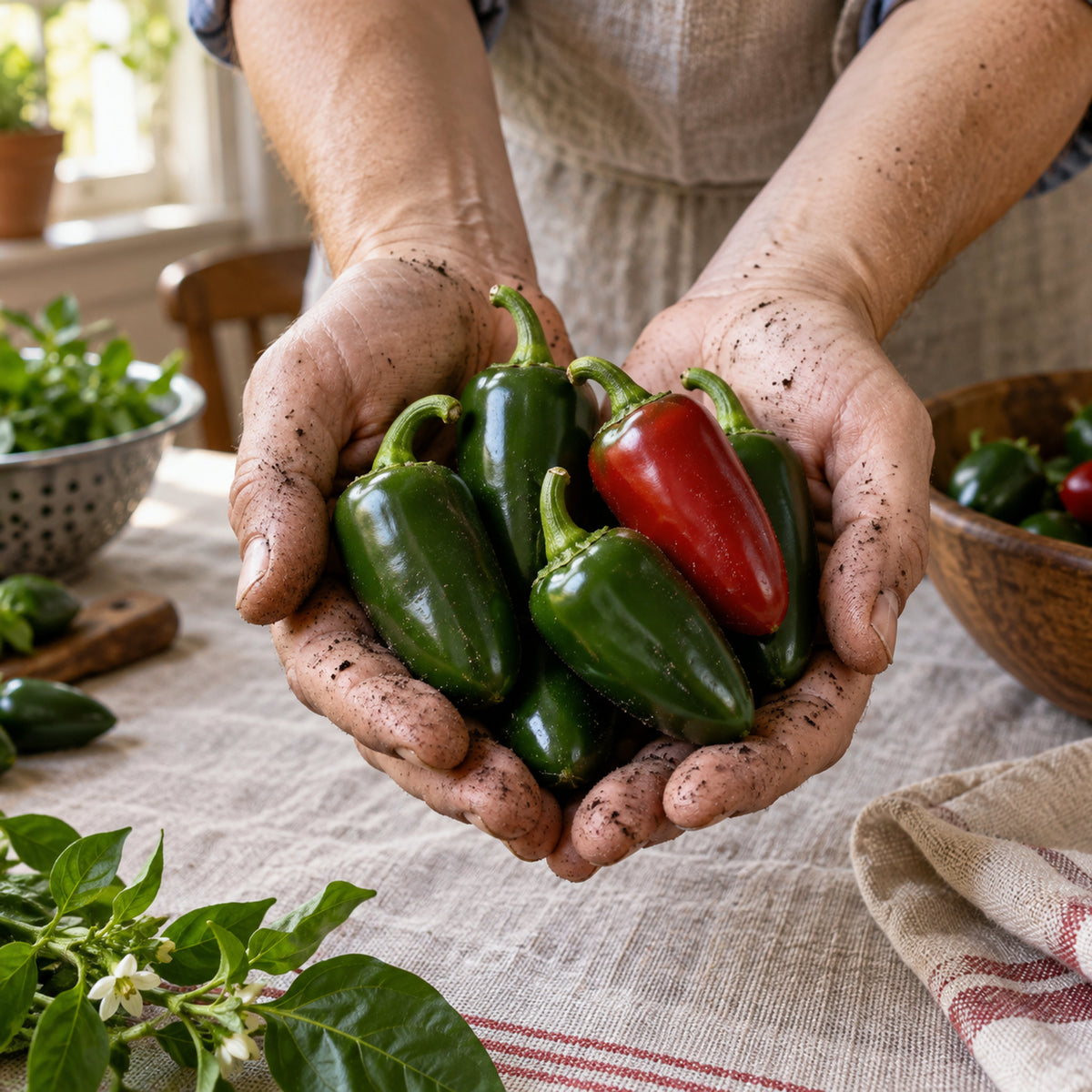 Early Jalapeño Chile Pepper Seeds harvest up close