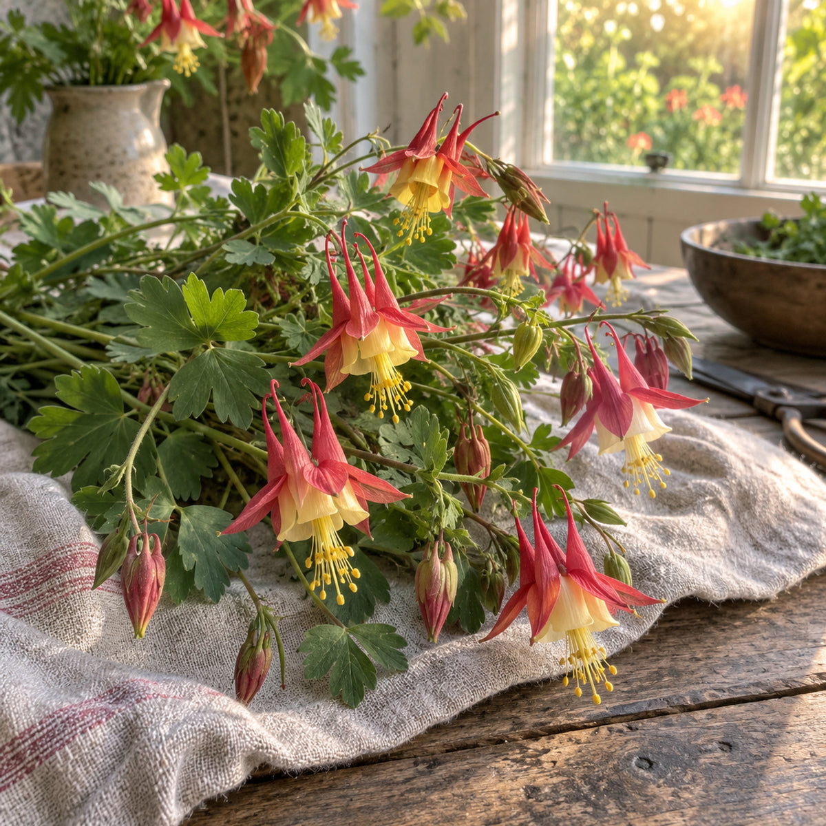 Eastern Red Columbine Seeds harvest up close