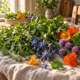 Edible Flower And Herb Mix Seeds harvest up close