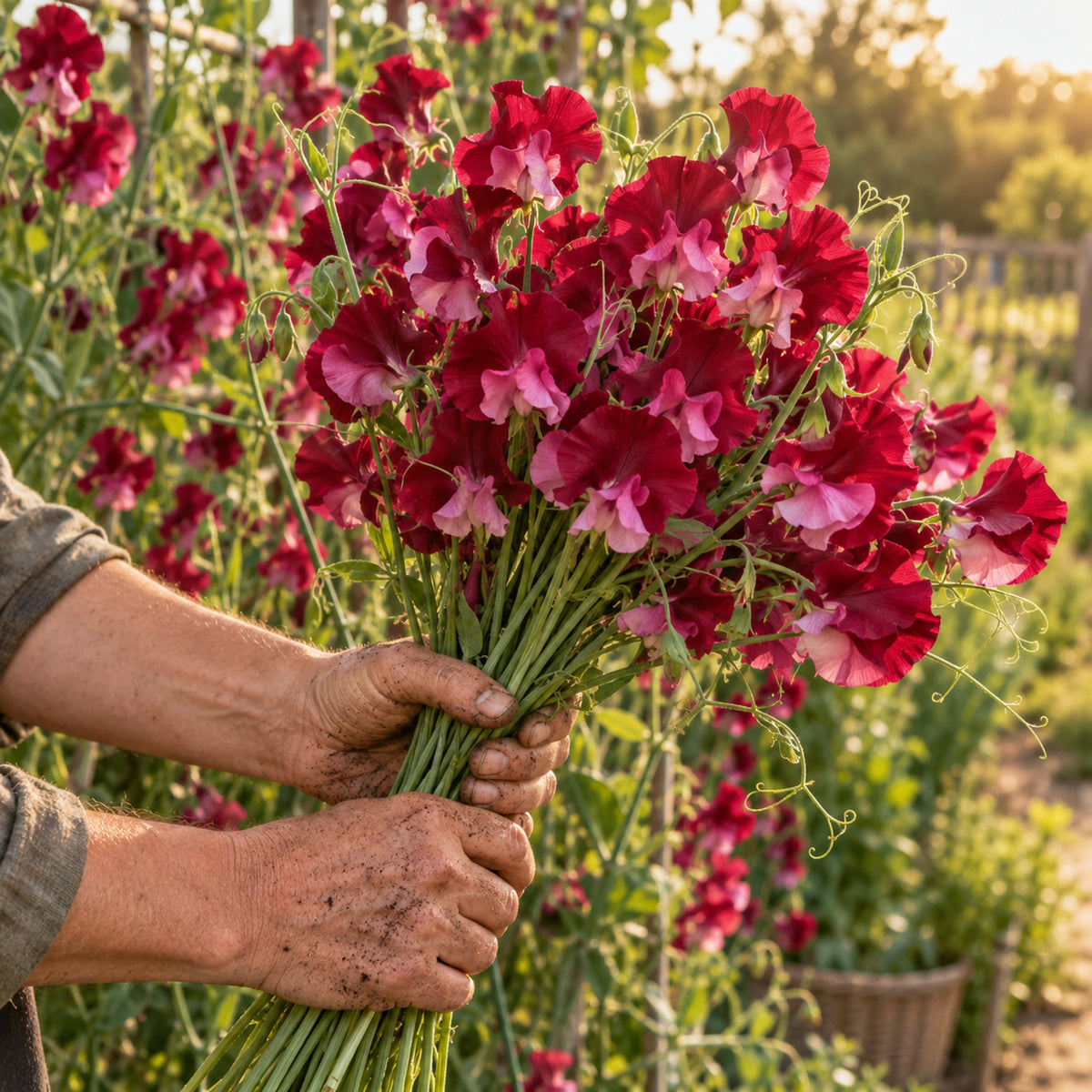 Elegance Lipstick Sweet Pea Seeds harvest up close