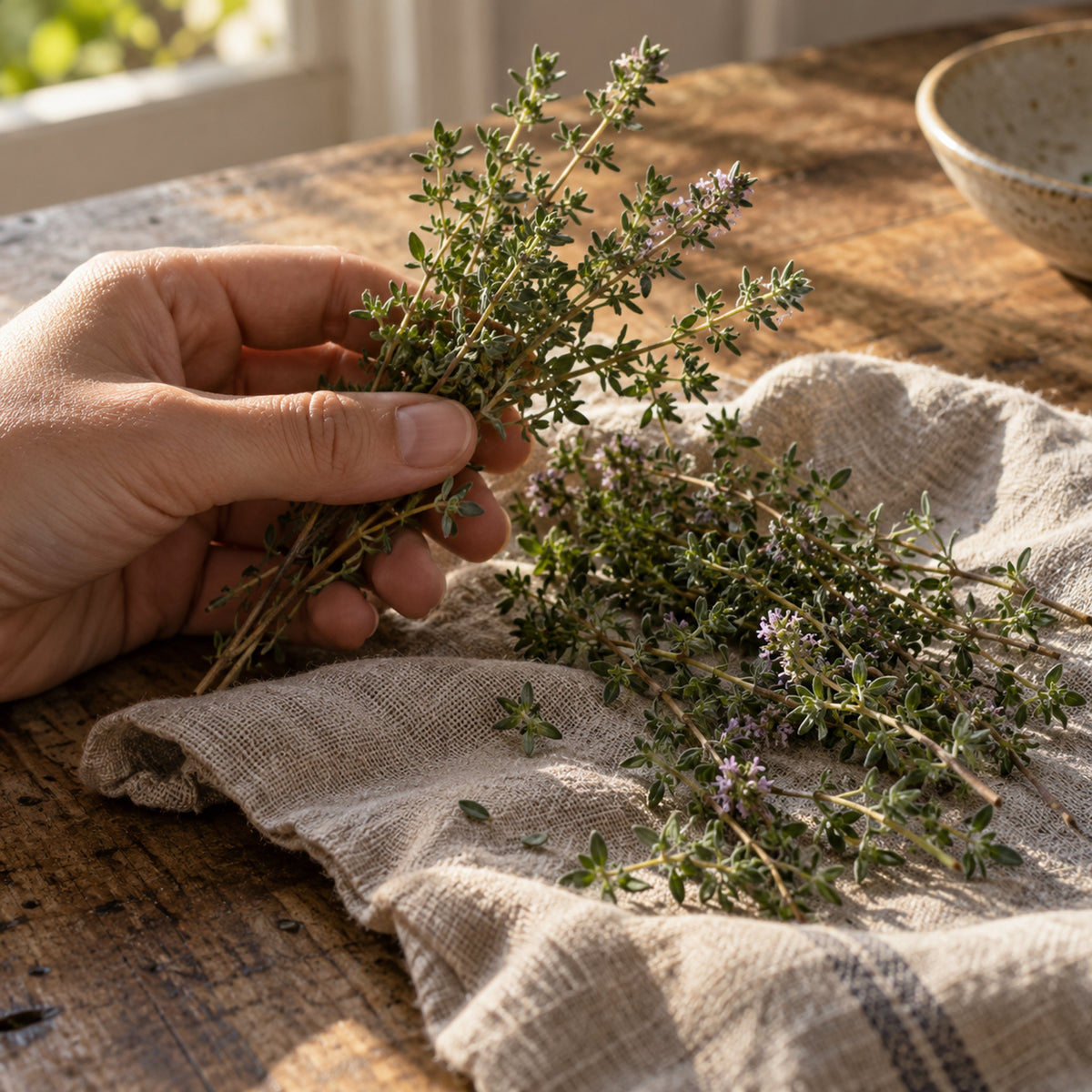 English Thyme Seeds harvest up close