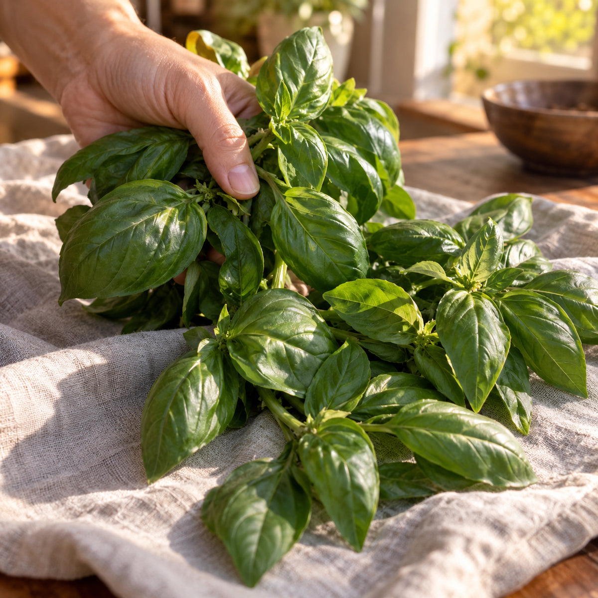 Everleaf Emerald Towers Basil Seeds harvest up close