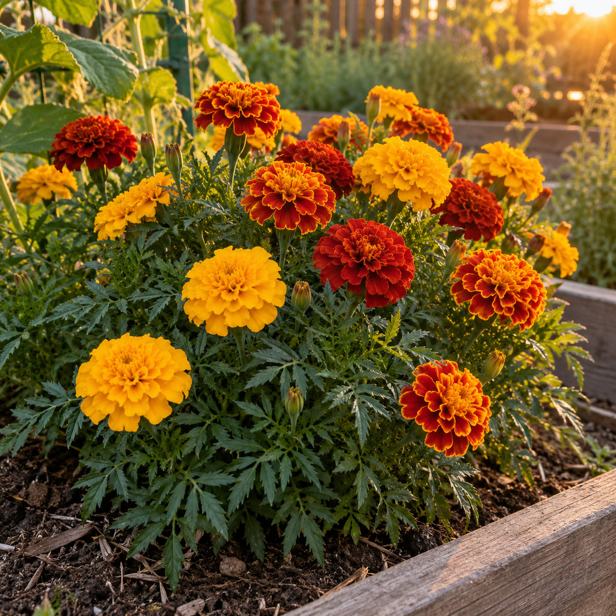 Favourite Blend French Marigold Seeds growing in a home garden