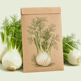 Kraft seed packet illustrated with Finocchio Fennel, with fresh Finocchio Fennel beside it