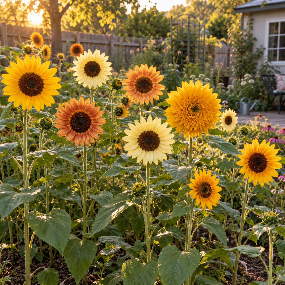 Florist's Sunny Bouquet Sunflower Seeds growing in a home garden