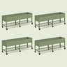 Four-Pack of Elevated Garden Beds, 2.5 x 10 Feet, with Wheels on a soft green background