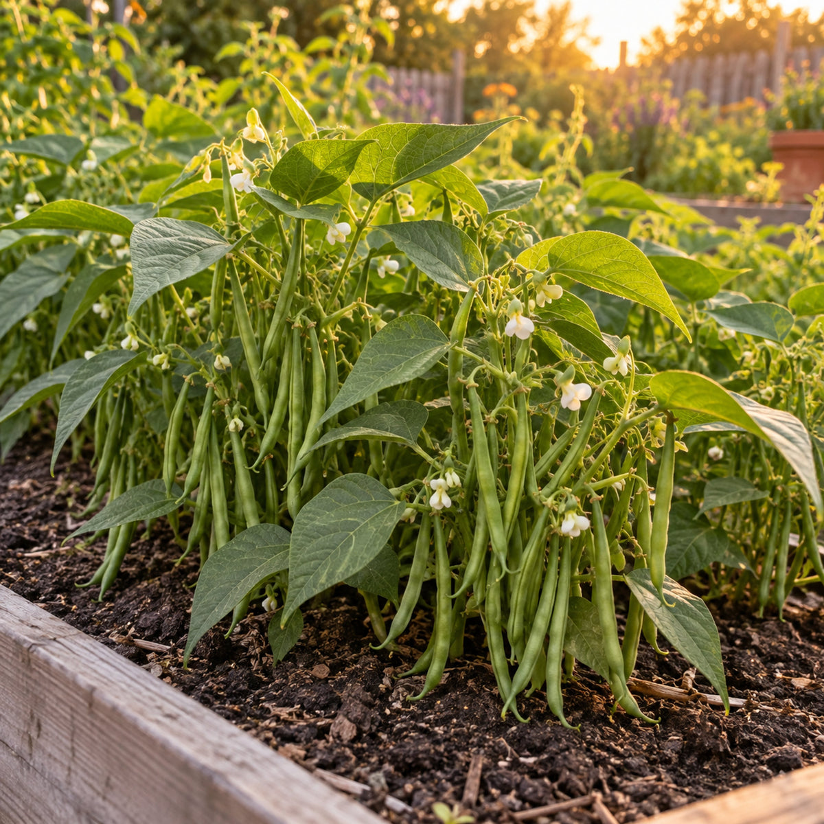 French Filet Bush Bean Seeds growing in a home garden