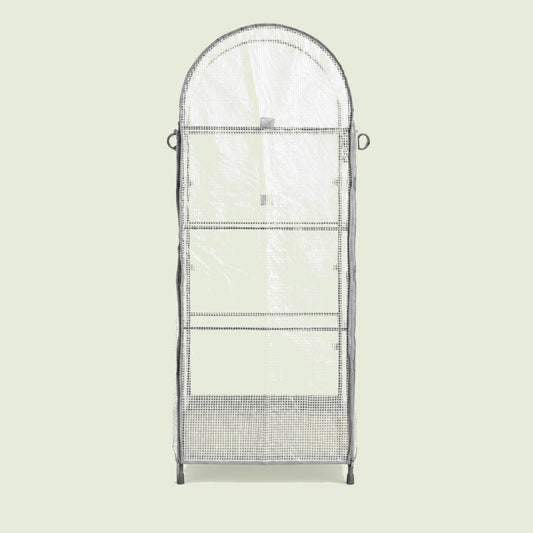Frost Cover and Trellis for 21 x 24 Inch Planter on a soft green background