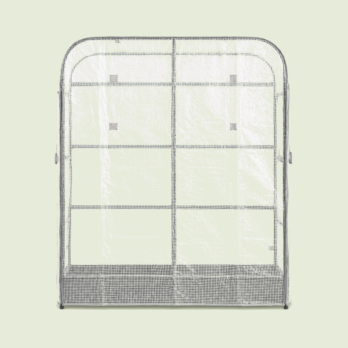 Frost Cover and Trellis for 21 x 48 Inch Planter on a soft green background