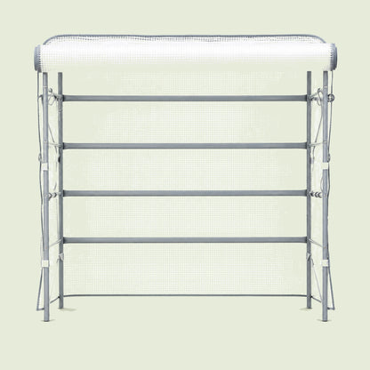 Frost Cover and Trellis for Elevated Beds on a soft green background