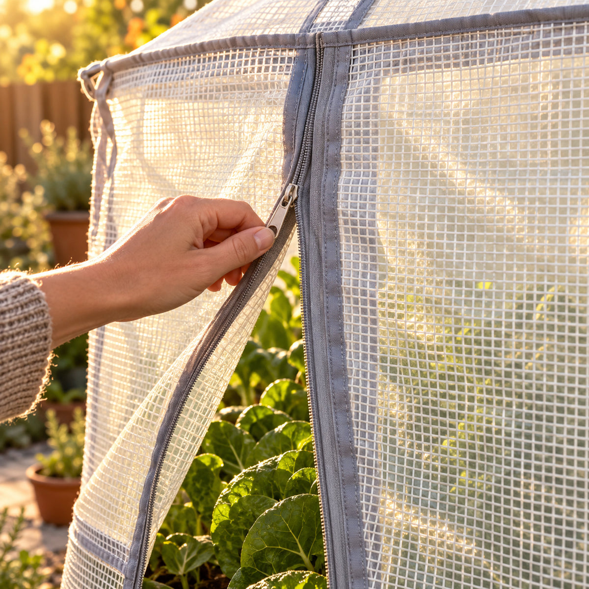 Frost Cover for Elevated Rolling Garden Bed detail