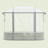 Frost Cover for Elevated Rolling Garden Bed on a soft green background