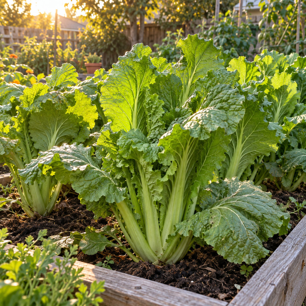 Gai Choy Mustard Seeds growing in a home garden