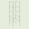 Galvanized Steel Tomato Cage on a soft green background