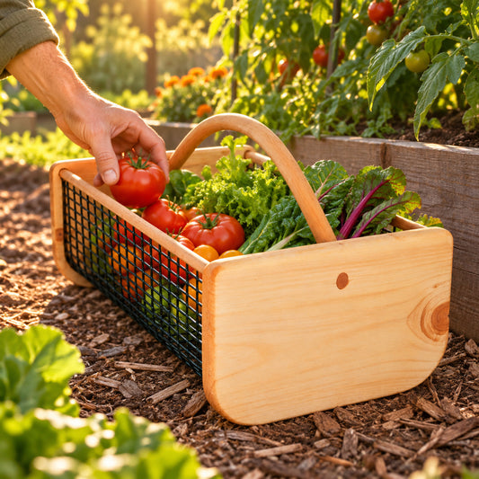 Garden Harvest Basket in use in a home garden