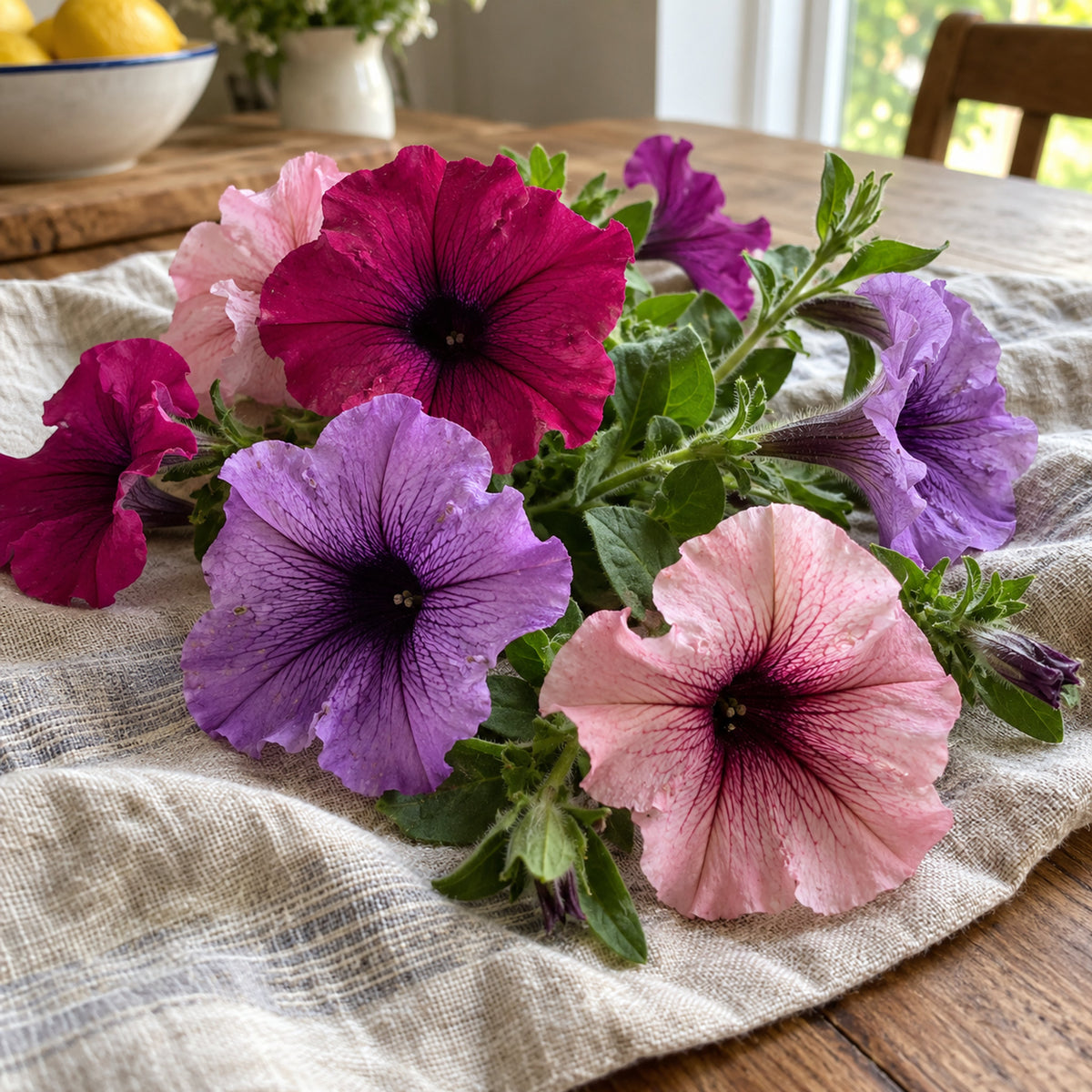 Garden Party Blend Petunia Seeds harvest up close