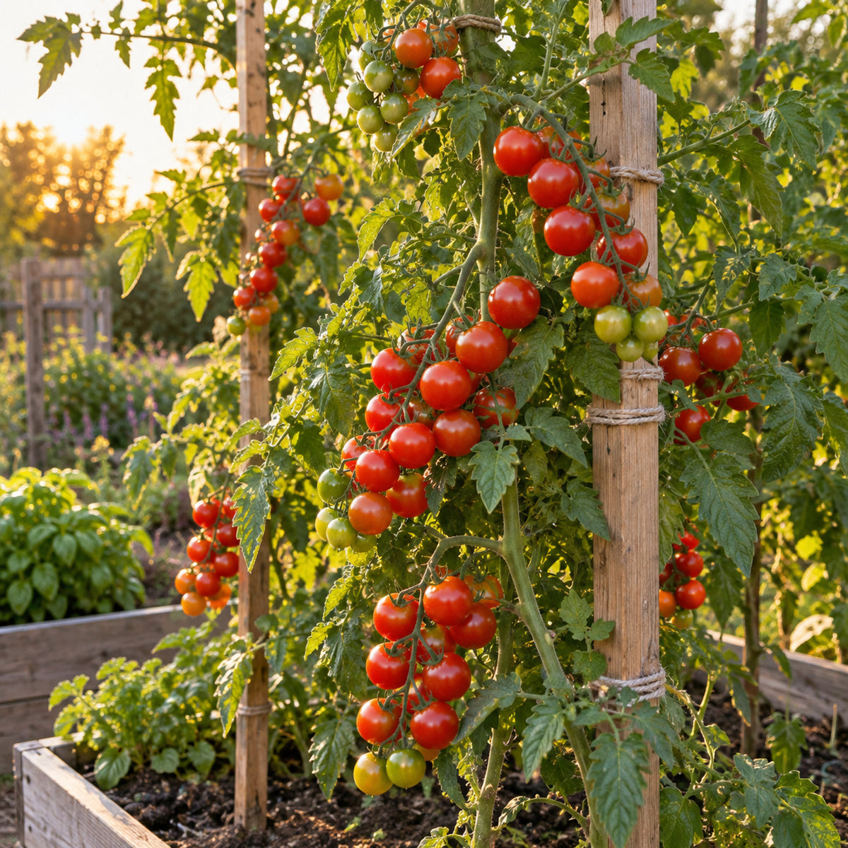 Gardener's Delight Pole Cherry Tomato Seeds growing in a home garden