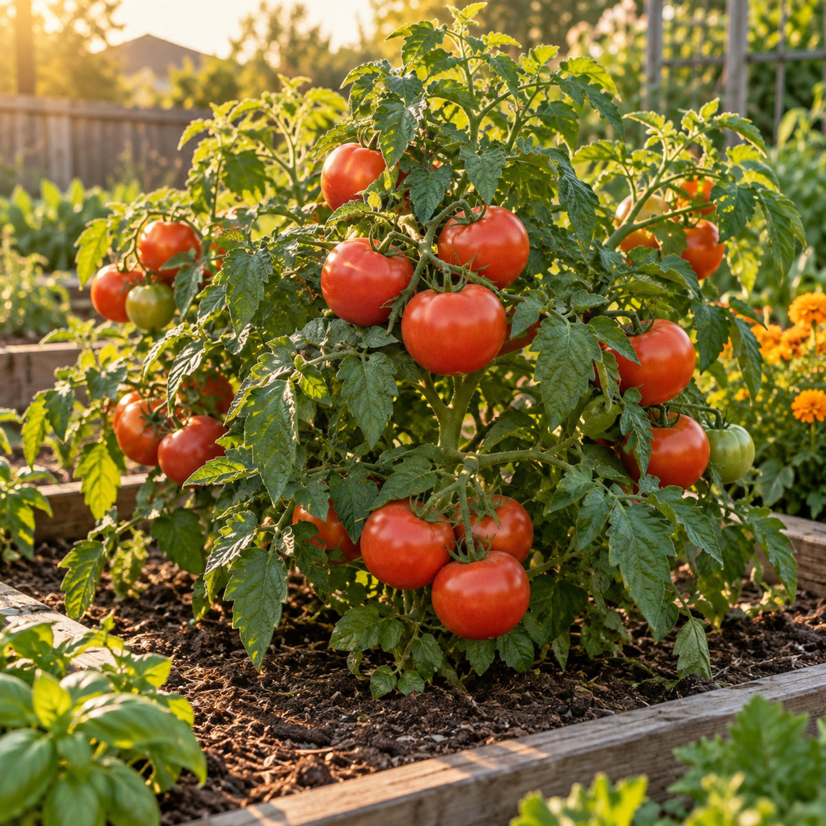 Glacier Bush Tomato Seeds growing in a home garden