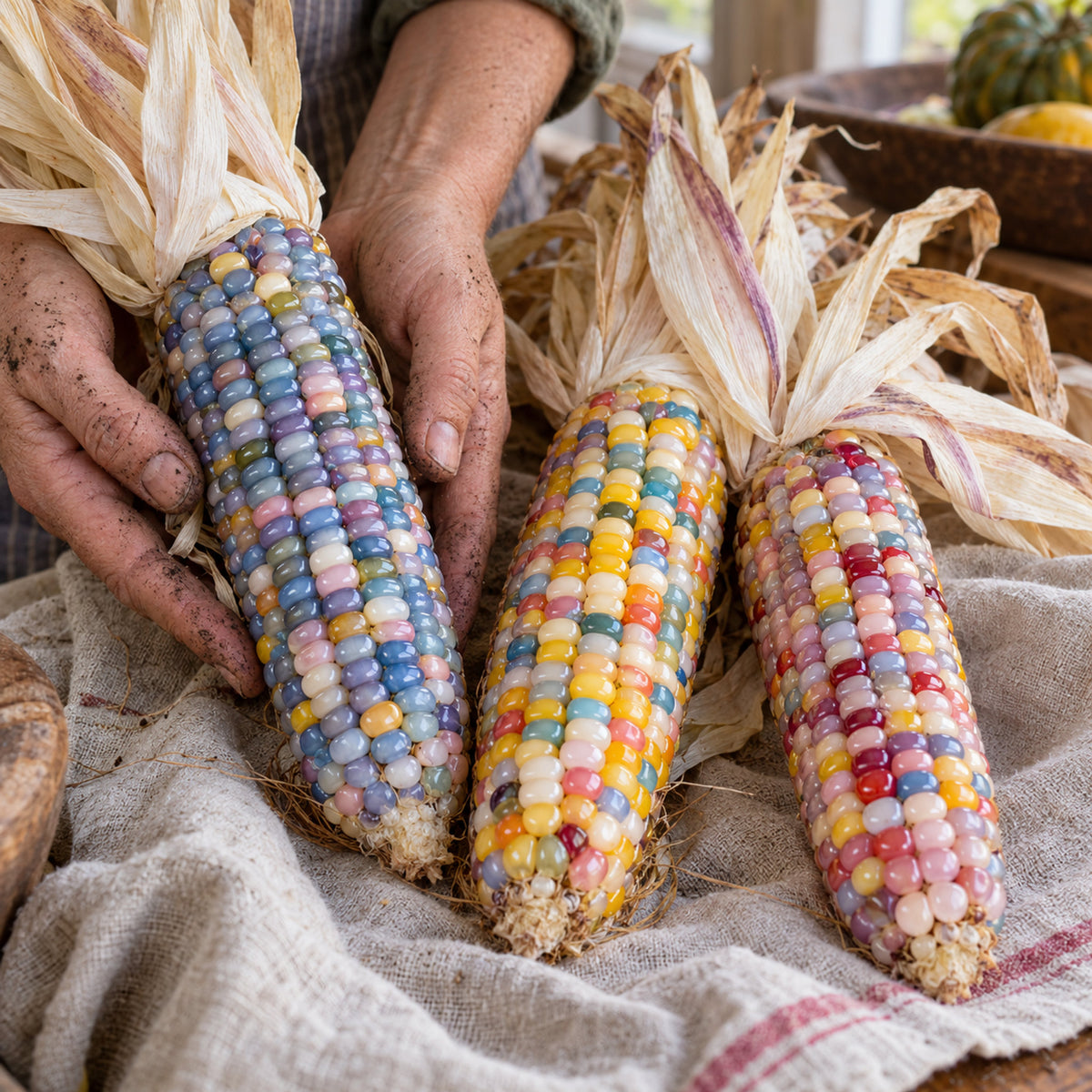 Glass Gem Flint Corn Seeds harvest up close