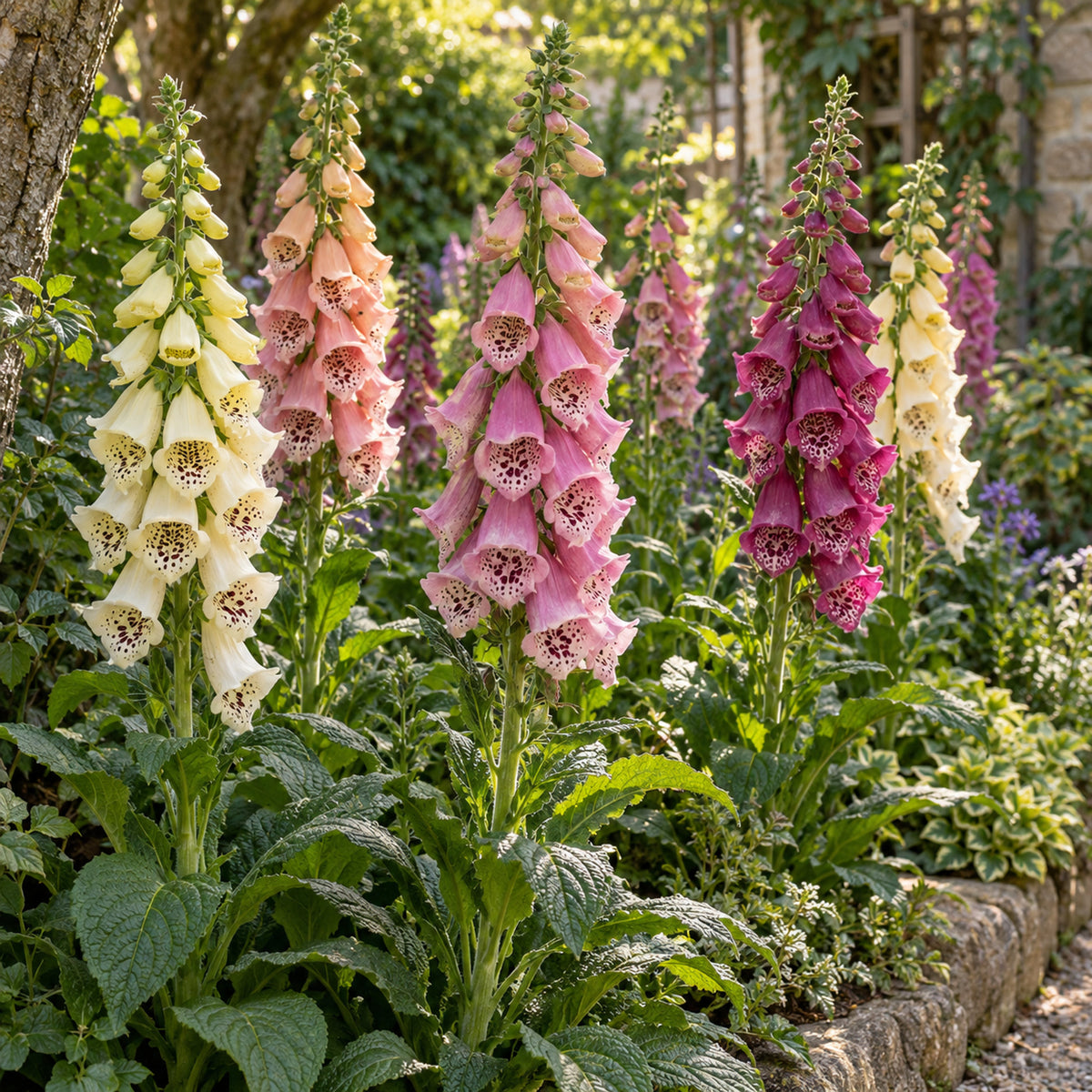 Gloxiniiflora Blend Foxglove Seeds growing in a home garden