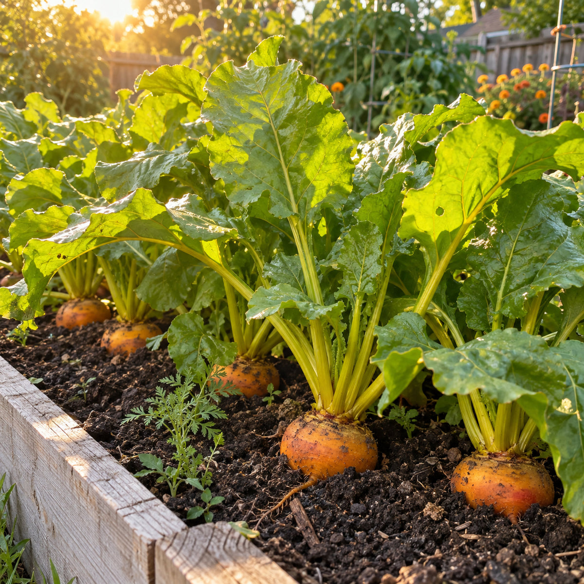 Golden Boy Beet Seeds growing in a home garden