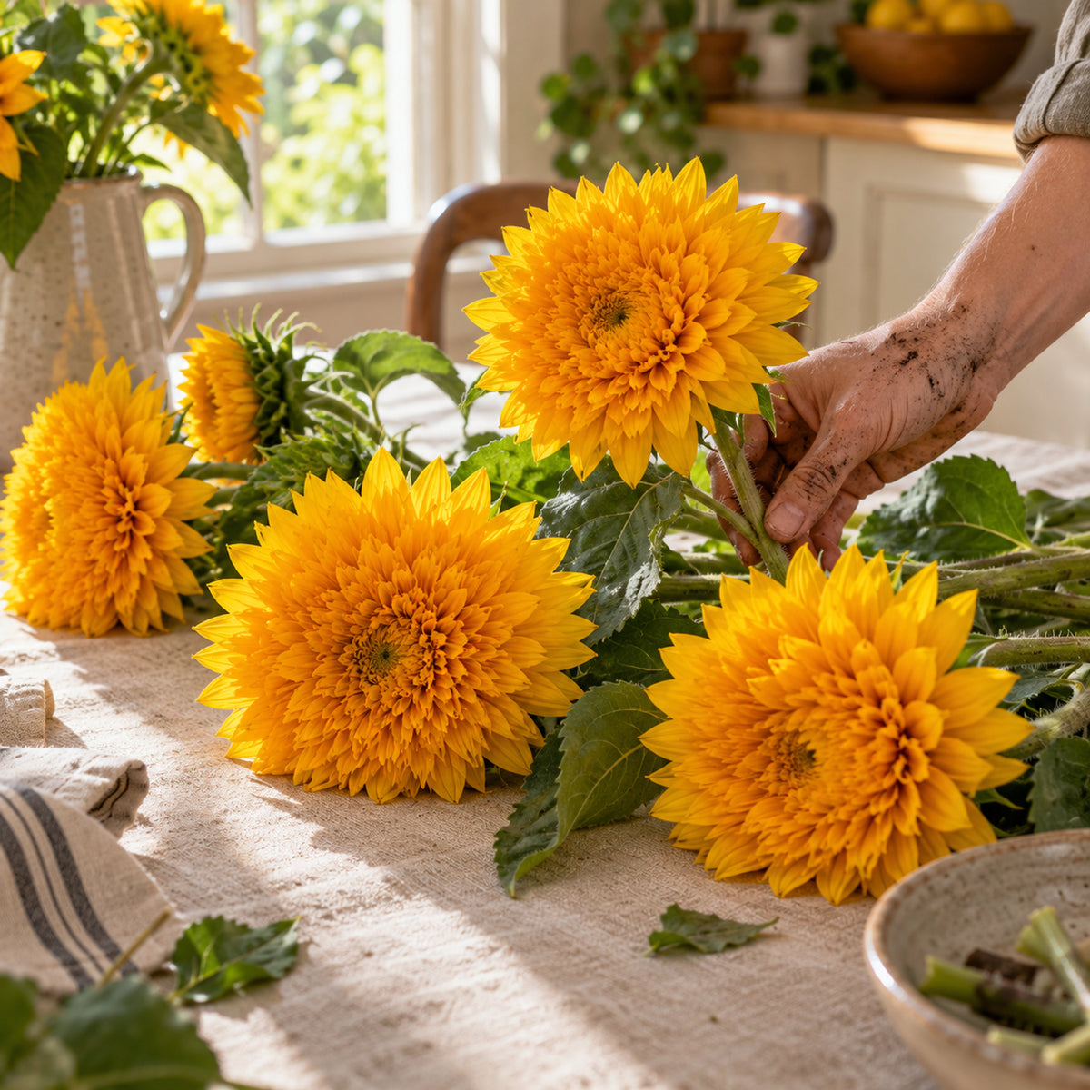 Goldy Honey Bear Sunflower Seeds harvest up close