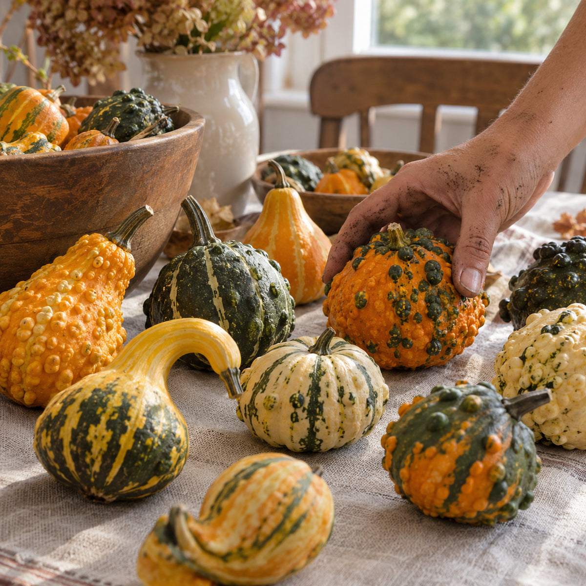 Gourdgeous Blend Gourd Seeds harvest up close