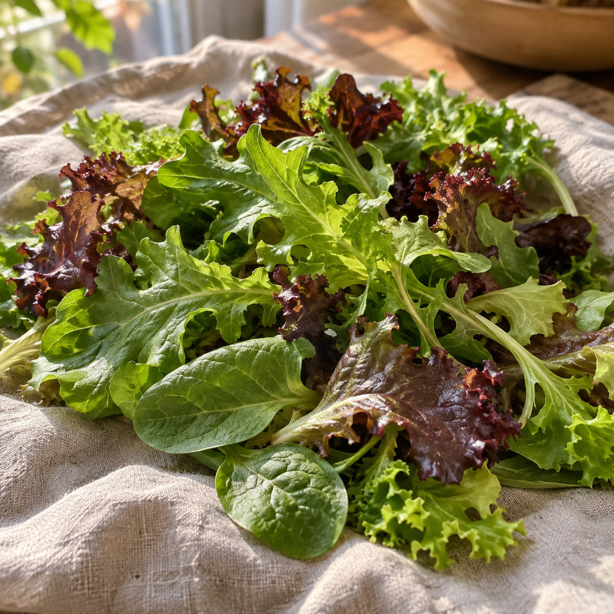 Gourmet Baby Greens Lettuce Blend Seeds harvest up close