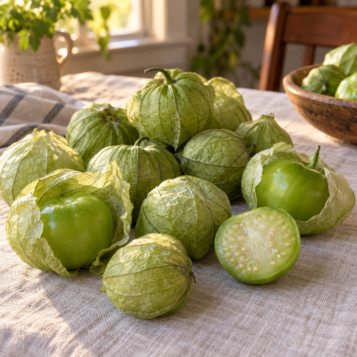 Grande Rio Verde Tomatillo Seeds harvest up close